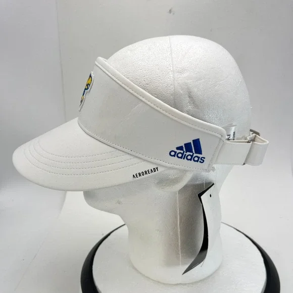 Kansas Jayhawks Adidas Aeroready Coach Sideline White OSFM Visor Hat Cap NEW - Picture 3 of 12